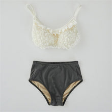 Load image into Gallery viewer, 3 D Lace Floral Bikini Women Solid Swimwear High Waist Swimsuit Push Up Biquini Korea Bikinis Ruffle Bathing Suit Pad Beachwear