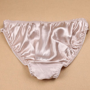 3 PACK 100% Pure Silk Women&#39;s Ruffled Underwear Lingerie Briefs Panties L-2XL MS016