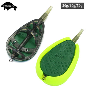 30g/40g/50g Carp Fishing In Line Method Feeders Accessories Set Quick Release Flat Method Feeder and Bait Mould for Carp Feeders