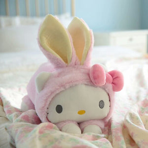 32*20cm Kawaii Soft melody/Pig Plush Toy Cartoon Anime Long Cushion Fluffy Cat/Bunny Napkin Kids Christmas Gift