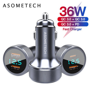 36W USB Car Charger Quick Charge 3.0 Fast Charging Type C QC PD3.0 Mobile Phone Charger Adapter For iPhone Xiaomi Samsung Huawei