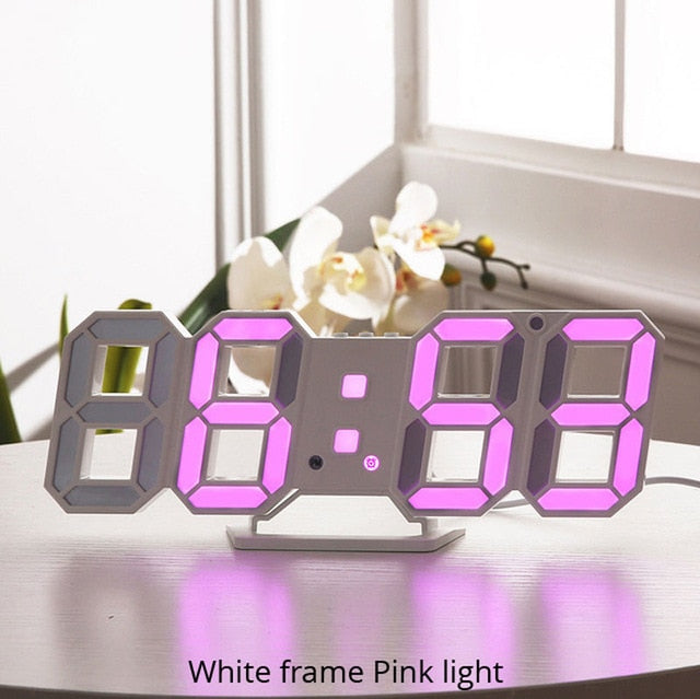 3D LED Wall Clock Modern Design Digital Table Clock Alarm Nightlight Saat reloj de pared Watch For Home Living Room Decoration