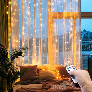 3M LED Christmas Fairy String Lights Remote Control USB New Year Garland Curtain Lamp Holiday Decoration For Home Bedroom Window