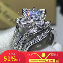Load image into Gallery viewer, 3PCS Hot Sale New 2020 Luxury Jewelry 925 Sterling Silver Round Cut 5A CZ Diamond Women Wedding Band Ring For Lovers&#39; Gift