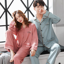 Load image into Gallery viewer, 3XL Lovers Pajamas New Fashion Mens Womens Loungewear 100% Cotton Sleepwear Spring Autumn Long Sleeve Soild Couple&#39;s Nightwear