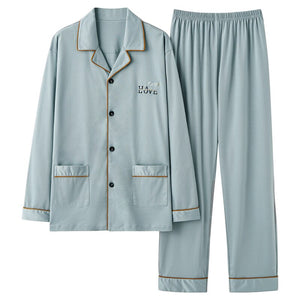 3XL Lovers Pajamas New Fashion Mens Womens Loungewear 100% Cotton Sleepwear Spring Autumn Long Sleeve Soild Couple's Nightwear