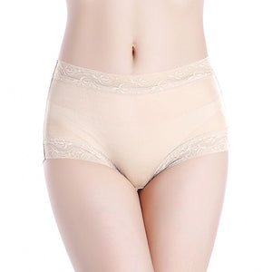 3pcs/lot Natural silk high waist lace Briefs big plus size underwear women transparent seamless woman panties bragas mujer panty