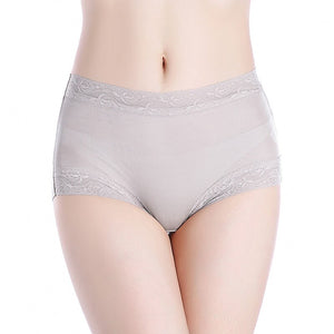 3pcs/lot Natural silk high waist lace Briefs big plus size underwear women transparent seamless woman panties bragas mujer panty