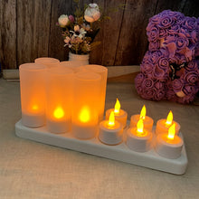 Load image into Gallery viewer, 4/6/12pcs LED Electric Candle Rechargeable Flameless Tea Light Waxless Romantic Wedding Dinner Party Decoration With Battery
