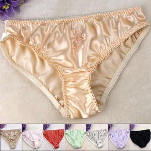 4 PACK 100% Pure Silk Women&#39;s Panties Brief Underwear Lingerie Plus Size M-3XL MS004