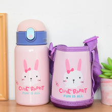 Load image into Gallery viewer, 400ml Kids Stainless Steel Straw Thermos Mug With Case Cartoon Leak-Proof Vacuum Flask Children Thermal Water Bottle Thermocup