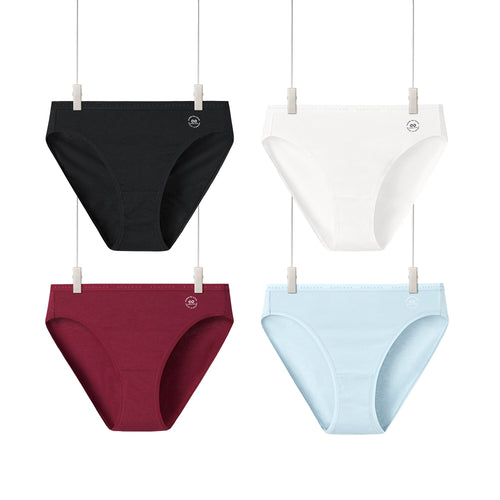 4PCS Women's High Waisted Underwear Cotton Panties Briefs Breathable Tagless Panty 4 Pack Seamless Shapewear Invisuble Look