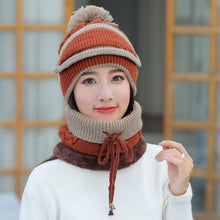 Load image into Gallery viewer, 4PCS Women&#39;s Winter Cap Scarves Sets Neck Warm Scarf Cute Knitted Hat Gloves Set Skiing Warm Suit Christmas New Year Gifts