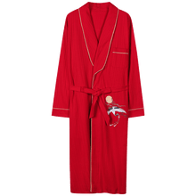 Load image into Gallery viewer, 4XL Autumn Bathrobe Couples Cotton Kimono Wedding Festive Red Robes For Male Soild Long Bath Robe Bride Robe Dressing Gown