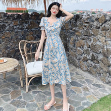 Load image into Gallery viewer, 4XL Oil Painting Noble Temperament Floral Skirt Female 2021 Summer New Small Daisy Split Dress Mid-length Dress