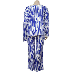 4XL Women's Casual T-shirt Set Long Sleeve Top + Straight Pants 2 Set High Waist Loose African Clothing New Summer 2021 Vestidos