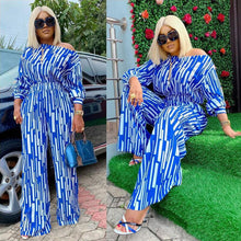 Load image into Gallery viewer, 4XL Women&#39;s Casual T-shirt Set Long Sleeve Top + Straight Pants 2 Set High Waist Loose African Clothing New Summer 2021 Vestidos