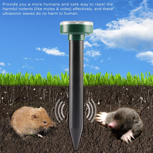 4pcs Solar Powered Pest Reject Ultrasonic Sonic Mouse Mole Insect Pest Rodent Repellent LED Light Repeller Outdoor Lamp Garden