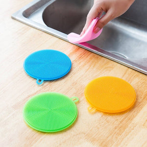 5pc Kitchen Accessories Silicone Dish Washing Brush Bowl Pot Pan Wash Cleaning Brushes Cooking Tool Cleaner Sponge Scouring Pads