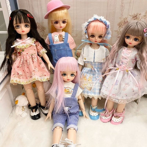 6 points girl doll BJD can change hair beautiful dress can make up toys gift movable joint doll Fashion Doll