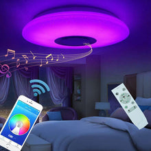 Load image into Gallery viewer, 60W Rgb Flush Mount Round Starlight Music Led Ceiling Light Lamp With Bluetooth Speaker, Dimmable Color Changing Light Fixture