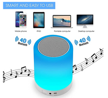 Load image into Gallery viewer, Night Light Bluetooth Speaker, Portable Wireless Bluetooth Speakers, Touch Control, Color LED Speaker, Bedside Table Light, Speakerphone/TF Card/AUX-in Supported (White)