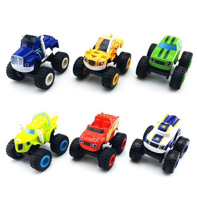 6pcs/Set Blazed Machines Car Toys Russian Miracle Crusher Truck Vehicles Figure Blazed Toys For Children Kids Birthday Gifts