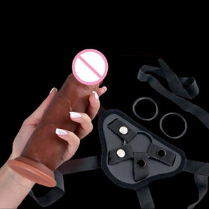 7.9inch Realistic Penis Dildo Vibrator Sliding Foreskin Skin Female Masturbation Huge Dick Suction Cup Adult Sex Toys for Women