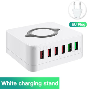 72W 6 Port Quick Charge 3.0 USB Charger Adapter Wireless Charger Charging Station Phone Charger For iPhone Samsung Huawei Xiaomi