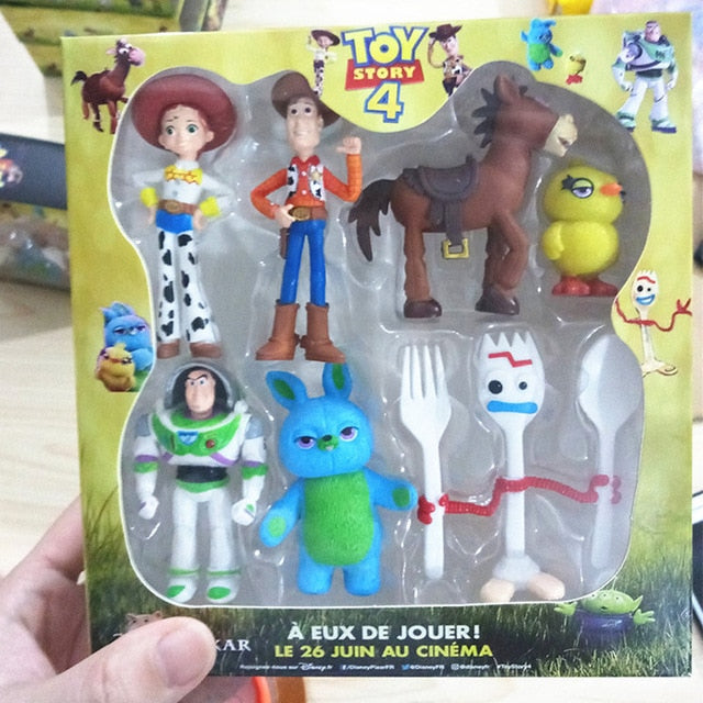 7pcs/set Toy Story 4 Action Figure Toy Woody Buzz Lightyear Jessie Forky Doll Collectible  Cartoon Model Toys For Children Gifts