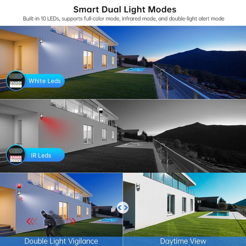 8MP 4K Outdoor Wifi Camera with Anti-theft Siren Alarm Dual Lens 8X Zoom PTZ Speed Dome Camera Ai Auto Tracking CCTV IP Camera