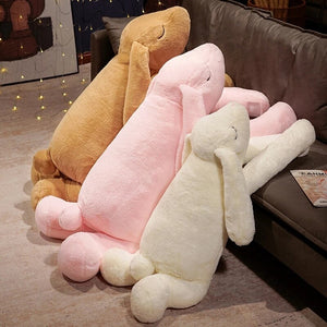 90/120cm Lovely Giant Animal Soft Cartoon Long Ears Huggable Bunny Plush Toy Rabbit Stuffed Pillow For Kids Girl Nice Gift