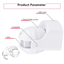 Load image into Gallery viewer, AC 220V-240V 110V 180 Degree Outdoor IP44 Security PIR Infrared Motion Sensor Detector Movement Switch Max 12m 50Hz 3-2000LUX