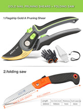 Load image into Gallery viewer, AIRAJ Pruning Shears Set Cutting 28mm Gardening Branches and Flowers Multifunctional Pruning Tool with Folding Saw and Gloves