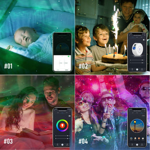 APP Control Galaxy Starry Projector Laser Water Waving Led Sky Night Lights Static or Moving Colorful Nebula Cloud Night Lamp