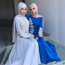 Load image into Gallery viewer, Abaya Dubai Eid Mubarak Women&#39;s Muslim Long Skirt  Nail Bead Splicing Embroidered Big Dress Middle East Dresses For Women