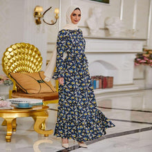 Load image into Gallery viewer, Abaya Dubai  Muslim Fashion Large Size Printed Horn Micro Long Sleeves Ankle Print Skirt Kaftan Islam Clothing For Women Robe