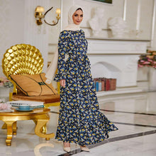 Load image into Gallery viewer, Abaya Dubai  Muslim Fashion Large Size Printed Horn Micro Long Sleeves Ankle Print Skirt Kaftan Islam Clothing For Women Robe