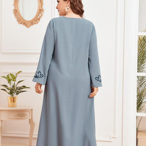 Abaya Morocco Oversized Size Women's Ethnic Long-sleeved Pleated Skirt Retro National Style  Skirt Muslim Long Woman Clothes