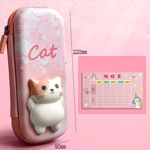 Adorable 3D Cartoon Cat Pencil Case Stationery Organizer School Supplies for Girls Pink Pen Pouch Holder Kawaii Trousse Scolaire
