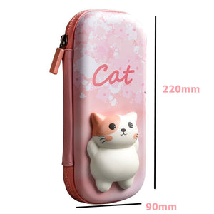 Adorable 3D Cartoon Cat Pencil Case Stationery Organizer School Supplies for Girls Pink Pen Pouch Holder Kawaii Trousse Scolaire
