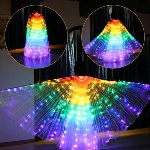 Adult belly dance LED wings lights costume wings glow Halloween women show Christmas props with sticks