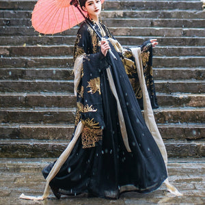 Ancient Oriental Clothing Couples Black Hanfu Sets Traditional Chinese Style Fancy Dress Men Women Halloween Cosplay Costumes