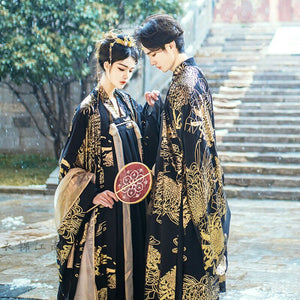 Ancient Oriental Clothing Couples Black Hanfu Sets Traditional Chinese Style Fancy Dress Men Women Halloween Cosplay Costumes