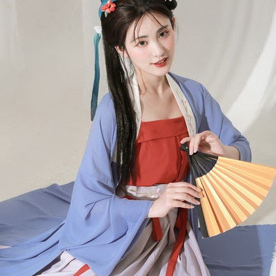 Ancient Traditional Chinese Women Elegant Hanfu Dress Fairy Embroidery Stage Folk Dance Costume Retro Song Dynasty 3 Piece Sets