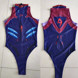 Anime Ayanami Rei Cosplay Costume Skinny High Cut Front Thong Bodysuit Women Turtleneck Long Sleeve Playsuit Romper Drop Ship