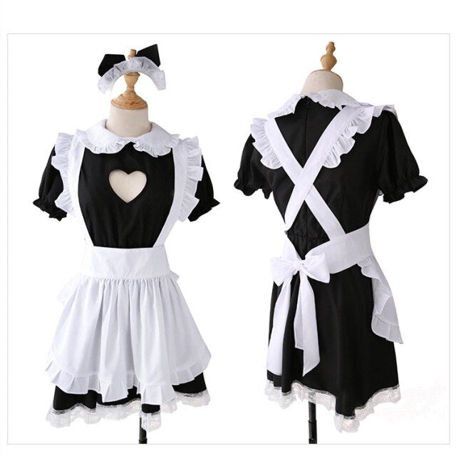 Anime Black Cute Lolita French Maid Cosplay Uniform Dress Girls Woman Waitress Maid Party Stage Costumes Japanese Sleepwear