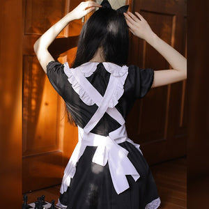 Anime Black Cute Lolita French Maid Cosplay Uniform Dress Girls Woman Waitress Maid Party Stage Costumes Japanese Sleepwear