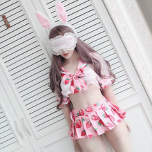 Load image into Gallery viewer, Anime Cute Sailor Dress Lolita Strawberry Printed Cosplay Costume School Girl Uniform Sexy Kawaii Lingerie Set Exotic Apparel