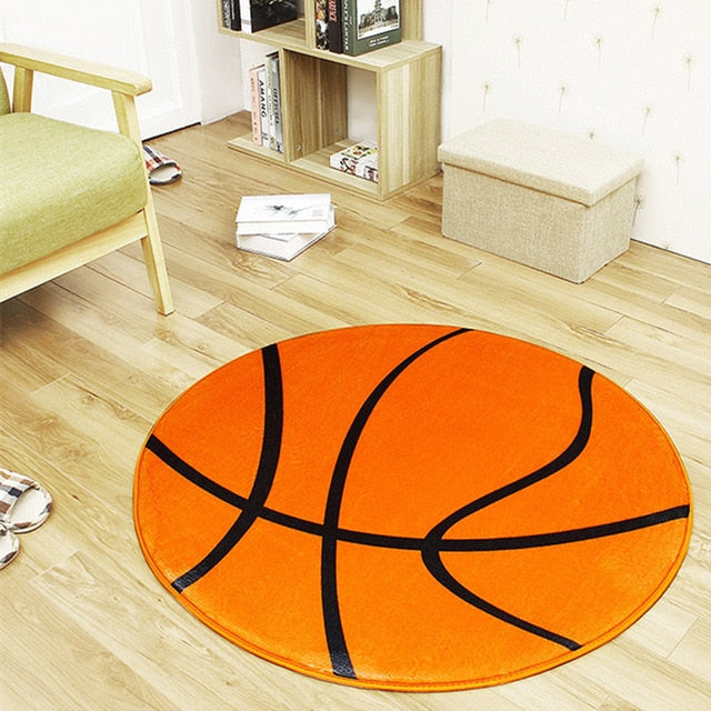 Anti-slip Polyester Ball Round Carpet Computer Chair Pad Football Basketball Living Room Mat Children Bedroom Rugs Bedroom